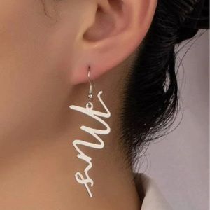 Script “Mrs.” Earrings